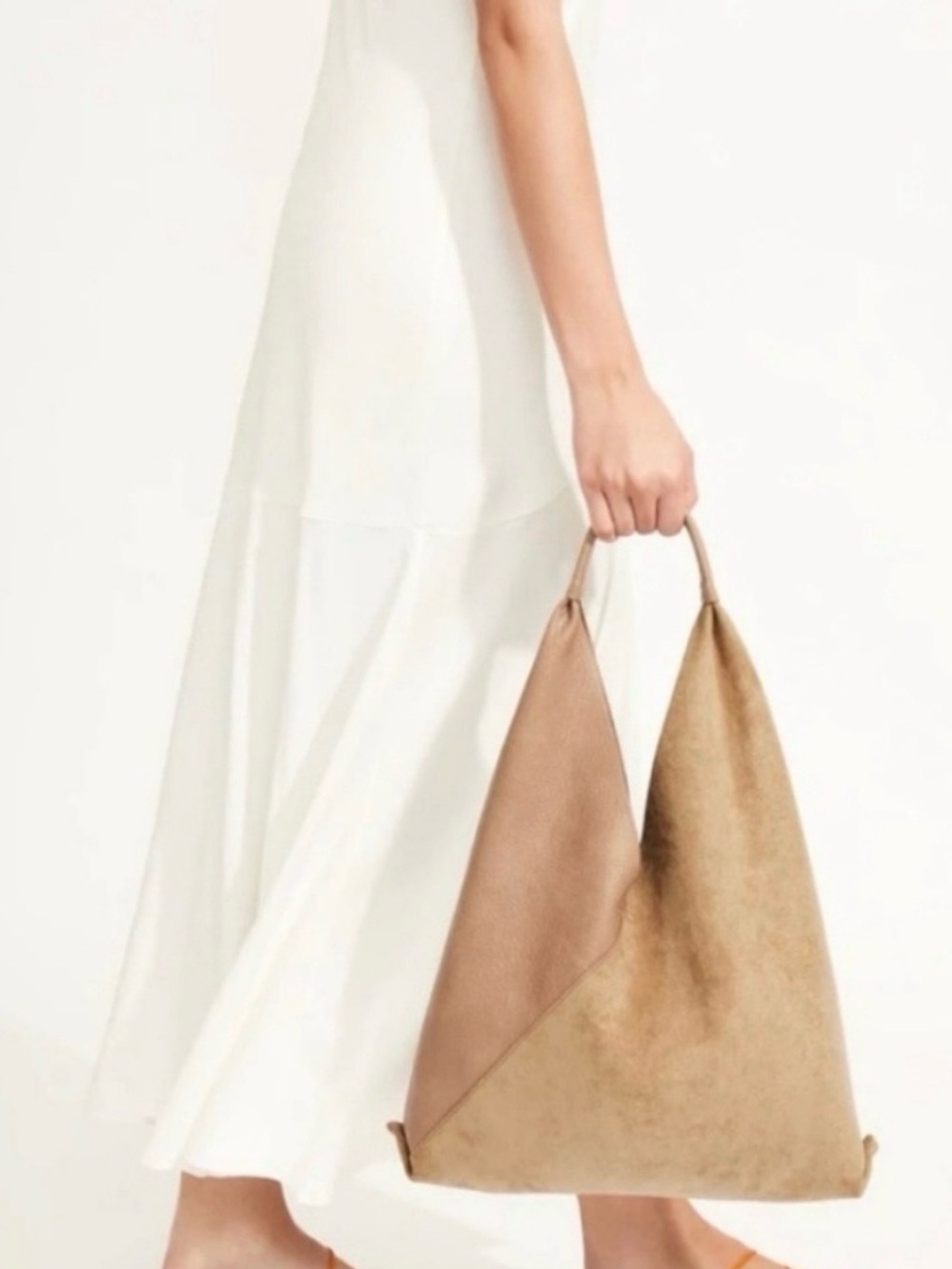 Minimalist Shiraleah Tan Faux Vegan Suede/Vegan Leather Hobo Bag